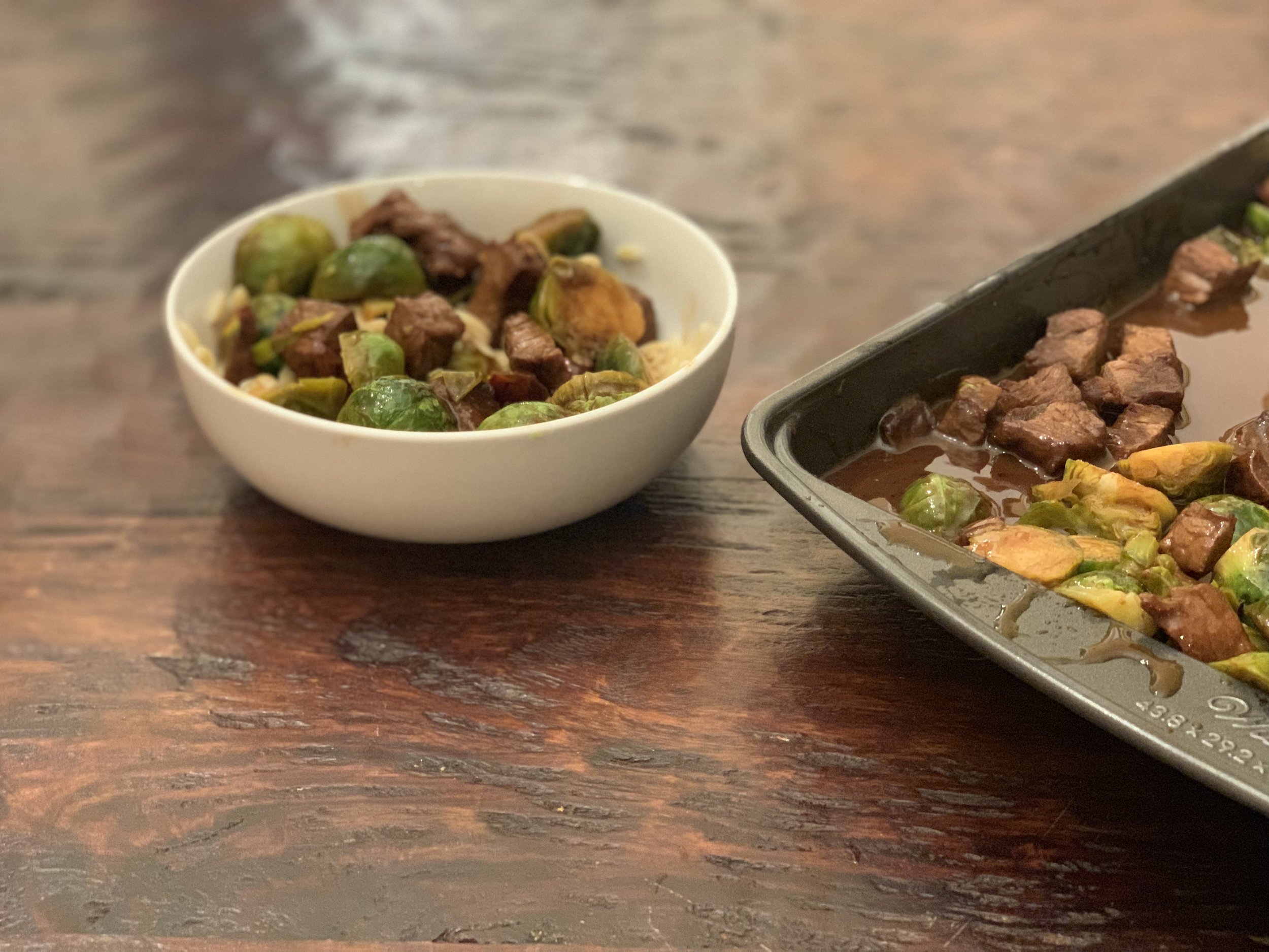 Recipe: Sheet-Pan Steak and Brussel Sprouts 