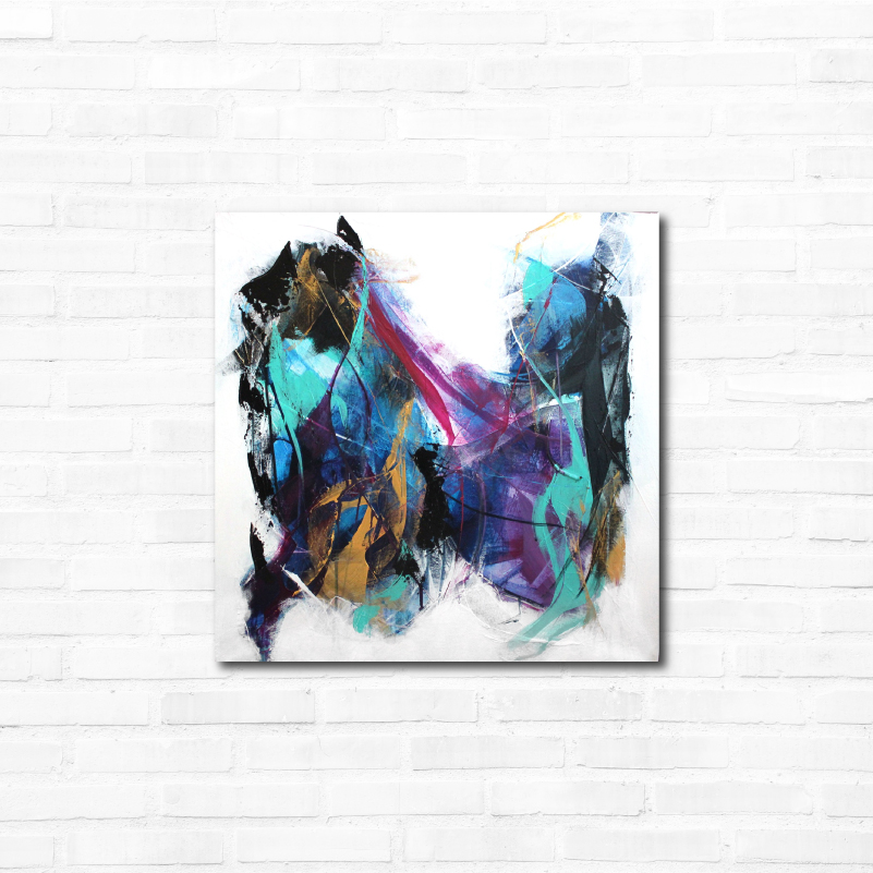 Abstract Painting - Green Blue Black