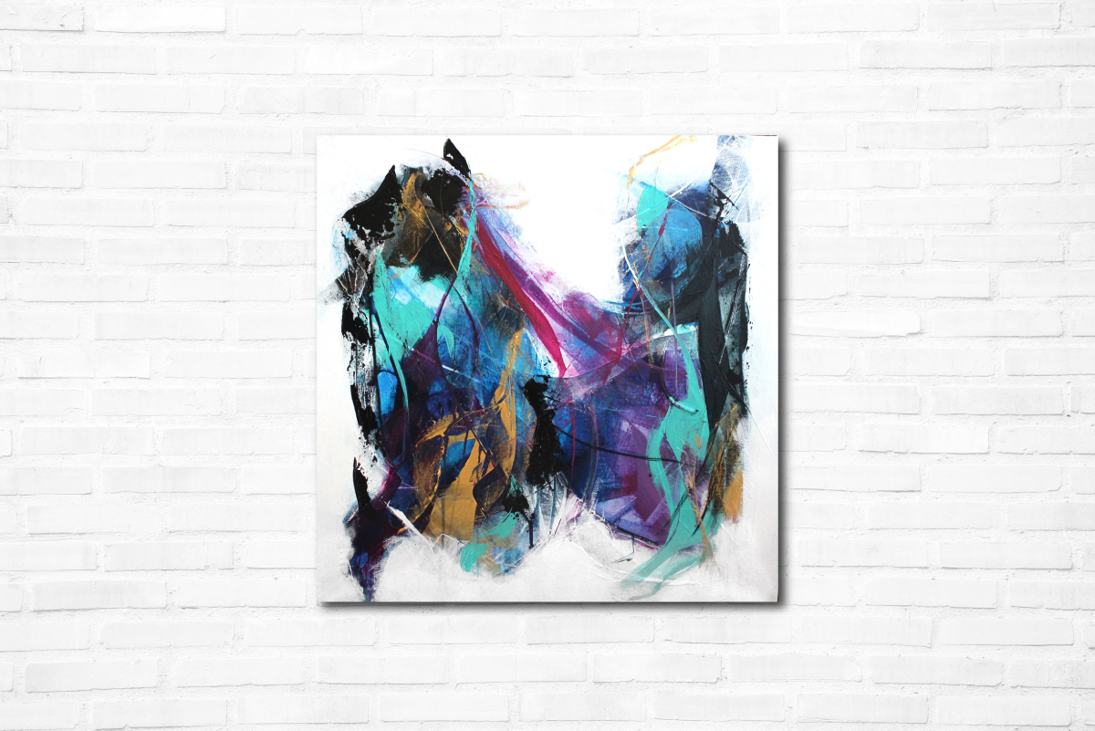 Abstract Painting - Green Blue Black