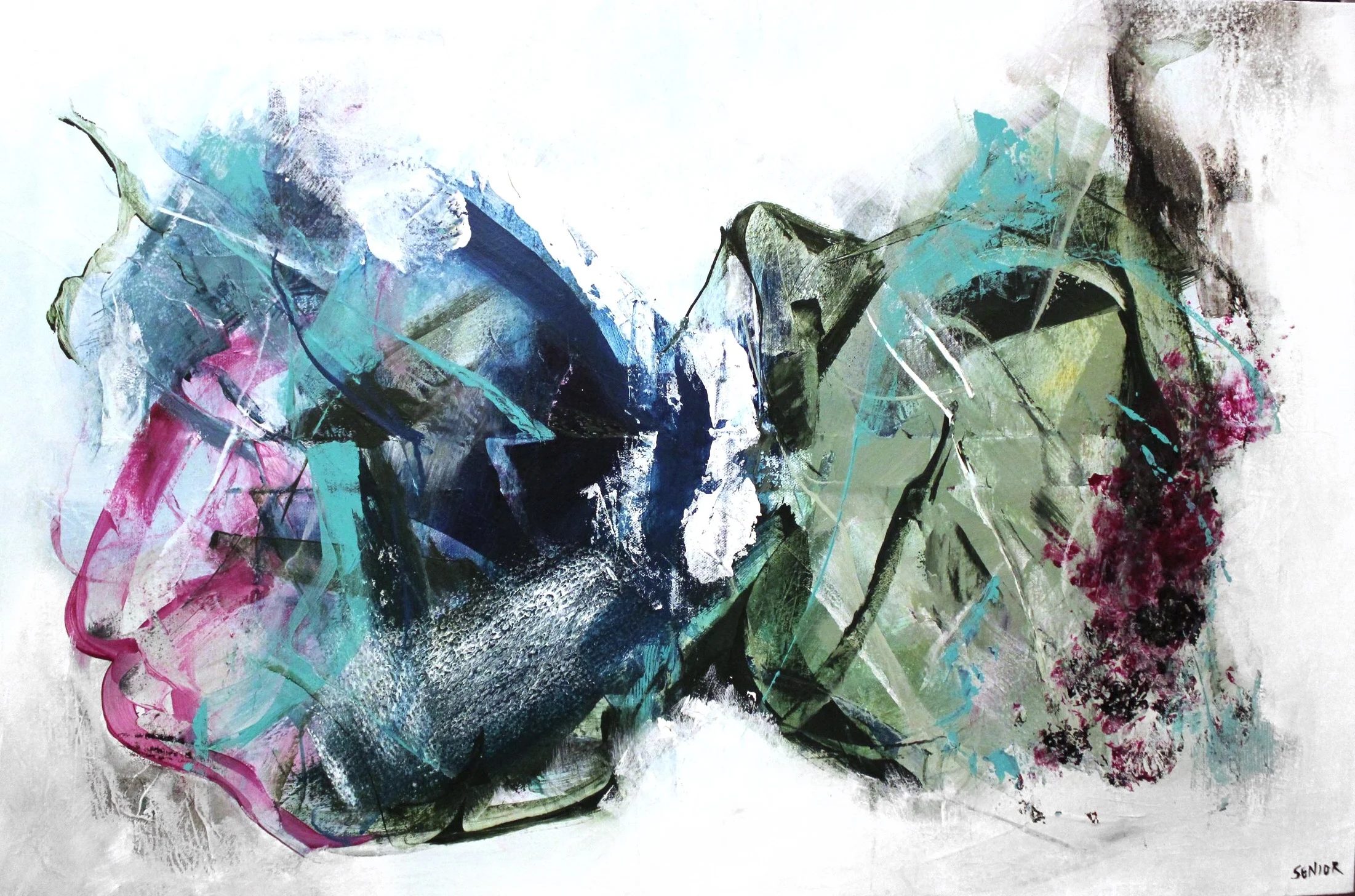 Abstract Painting - Blue Green Rose