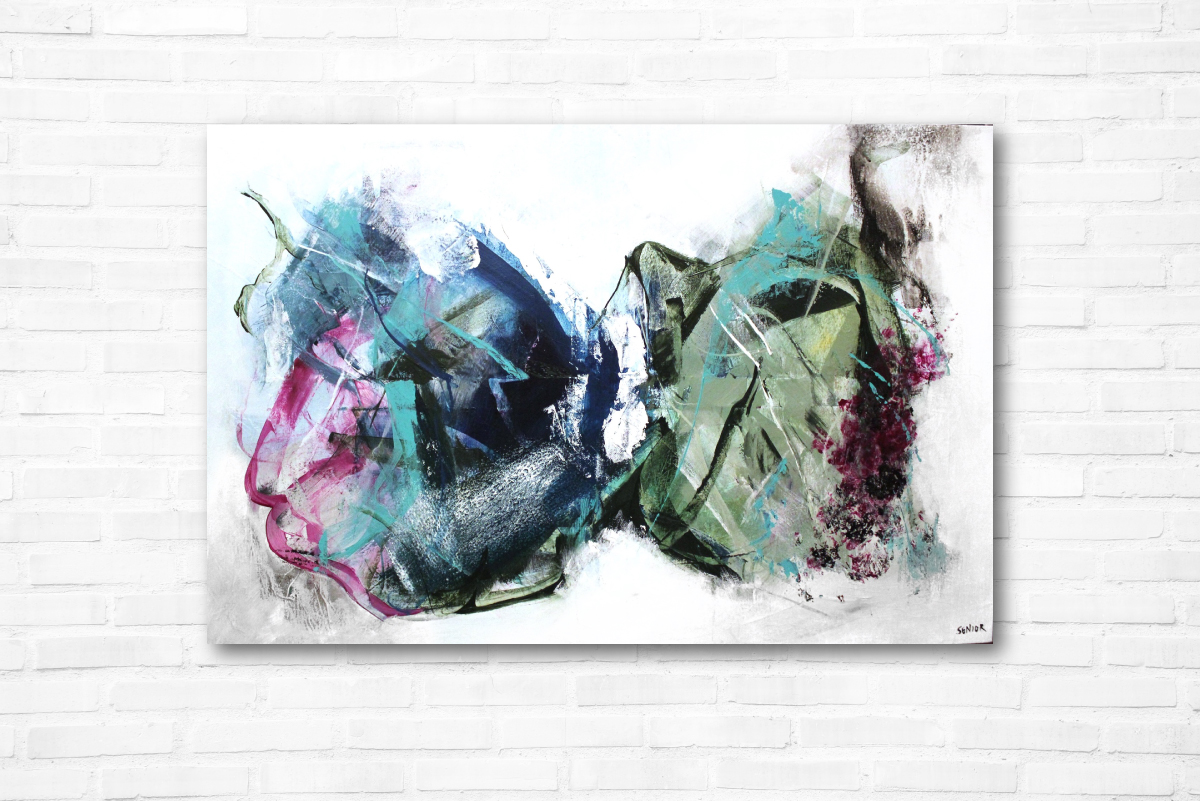 Abstract Painting - Blue Green Rose