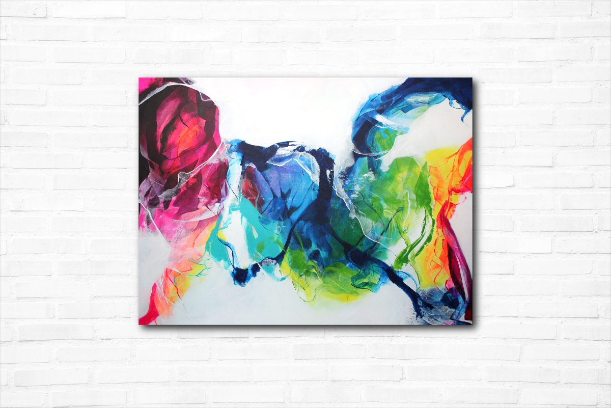 Colorful Abstract Painting - Blue, Yellow, Pink, Orange