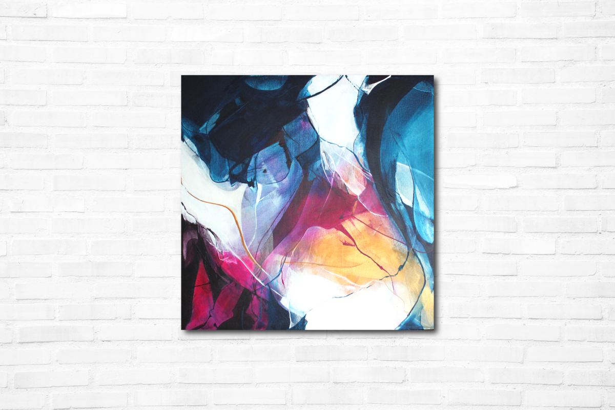 Abstract Painting - Blue Gold Pink