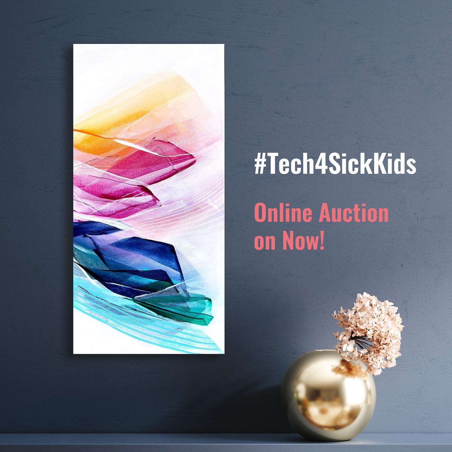 Want a chance to win this &ldquo;24x12 painting and support an amazing cause while doing so? Look no further than the #Tech4SickKids auction! Visit the link in my bio from now until November 3rd to bid on some amazing items. All proceeds go directly 