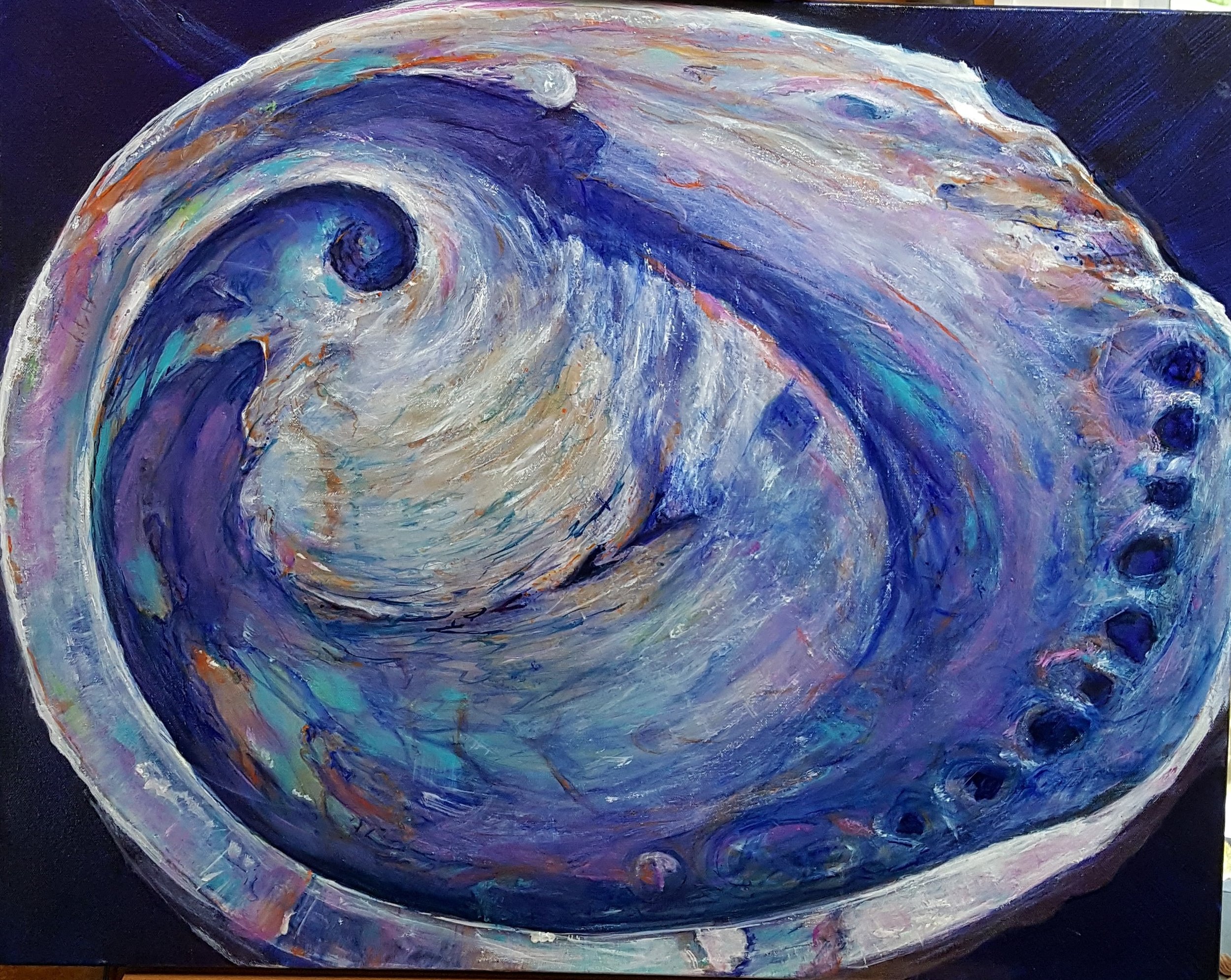 Clare rising with the owl, oil 24" x 30"