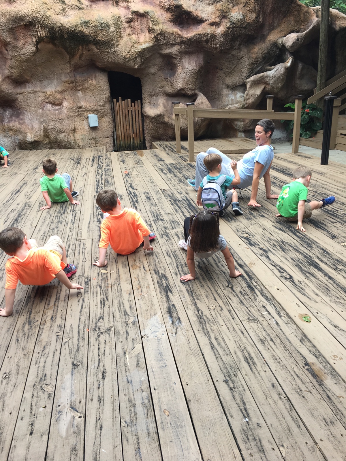 Young campers explored how different animals move in a creative movement activity in Sunken Gardens.