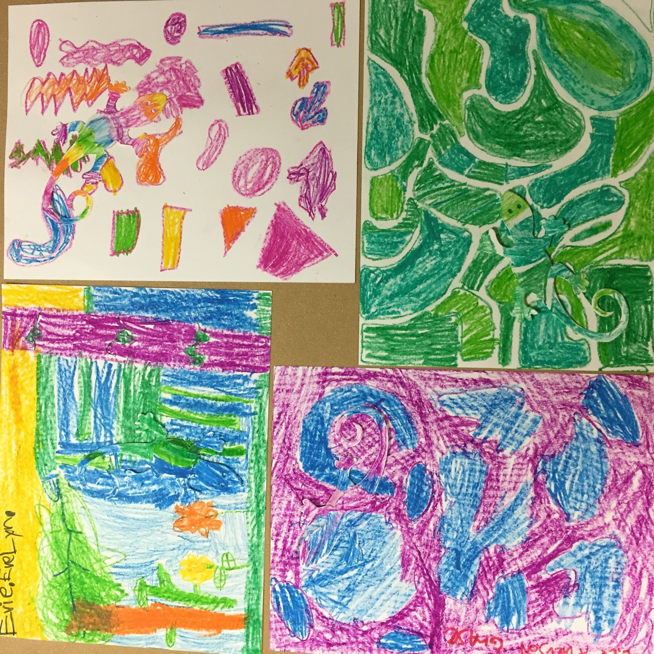 You have to look really carefully to spot the chameleons hiding in this camouflage art!