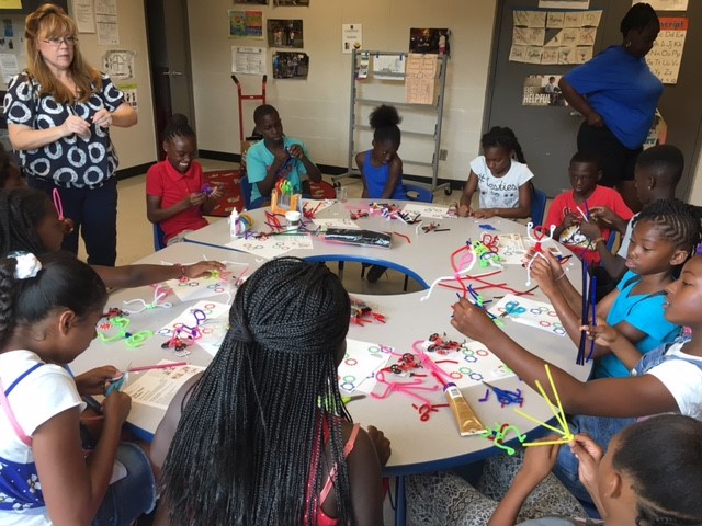 The round table at Child's Park Recreation Center makes teaching a breeze.