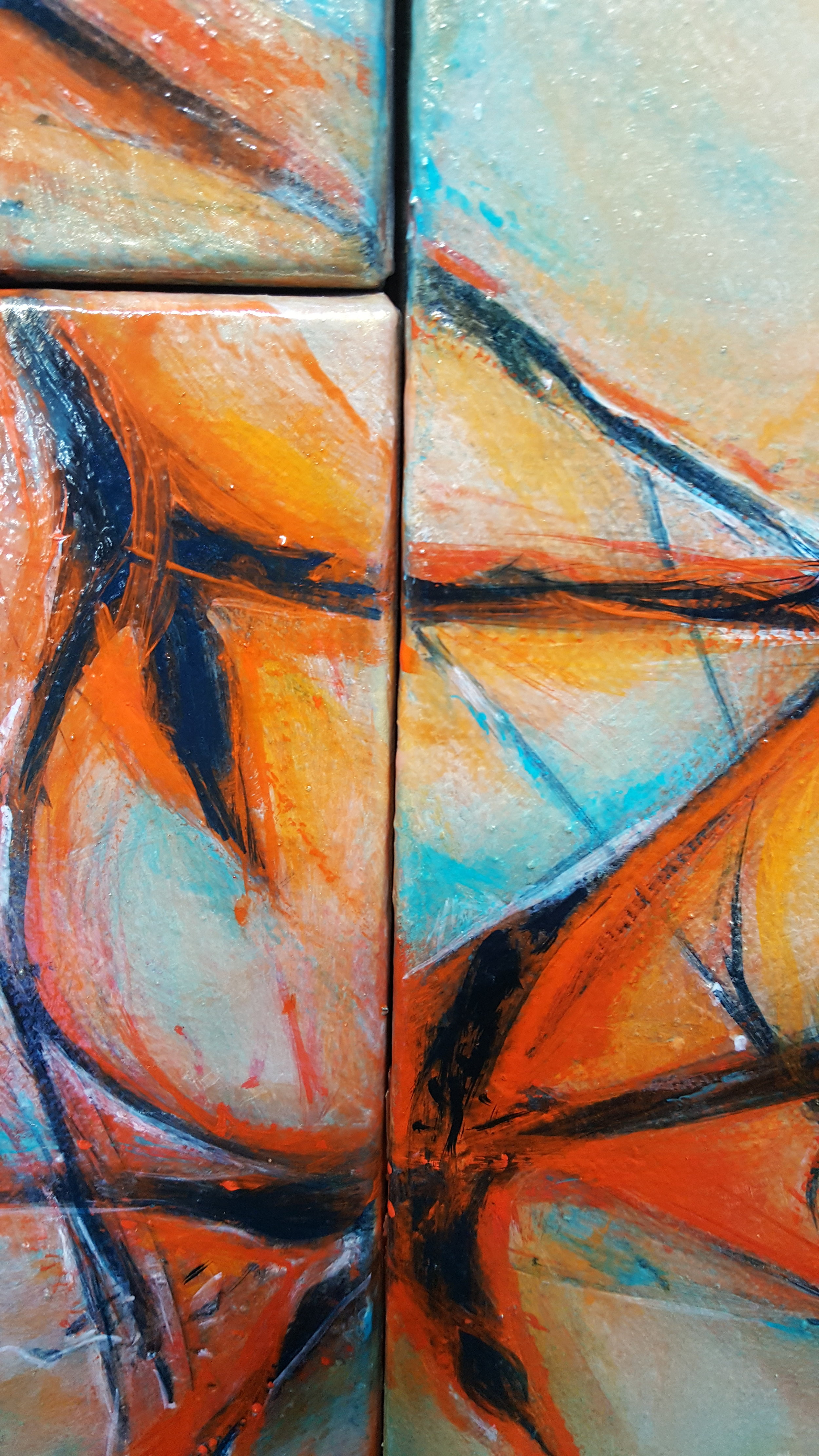 Detail of three corners of three new works in progress, they all fit together. 