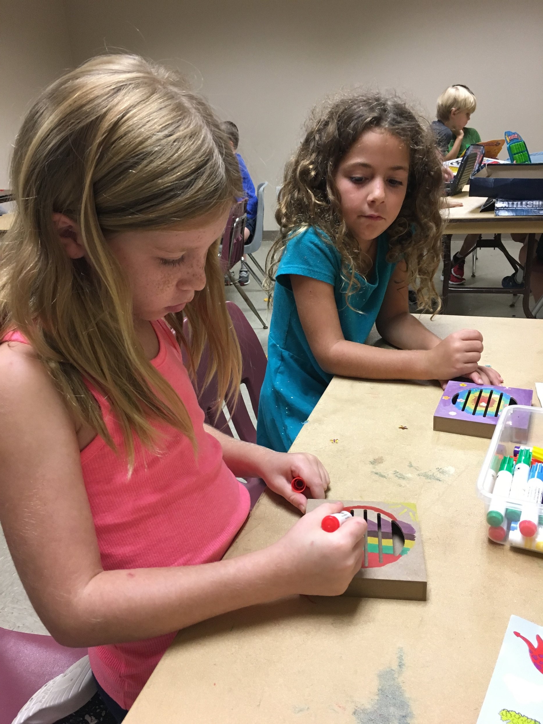 Decorating wooden rhythm boards!