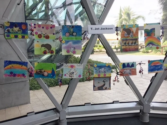 Art projects from each class session were on display.