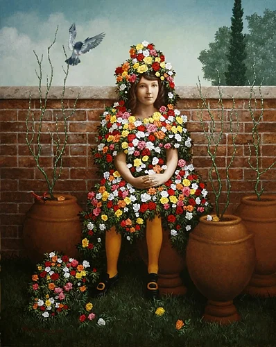 The Flower Girl , 2017, oil on canvas, 30 x 24 inches