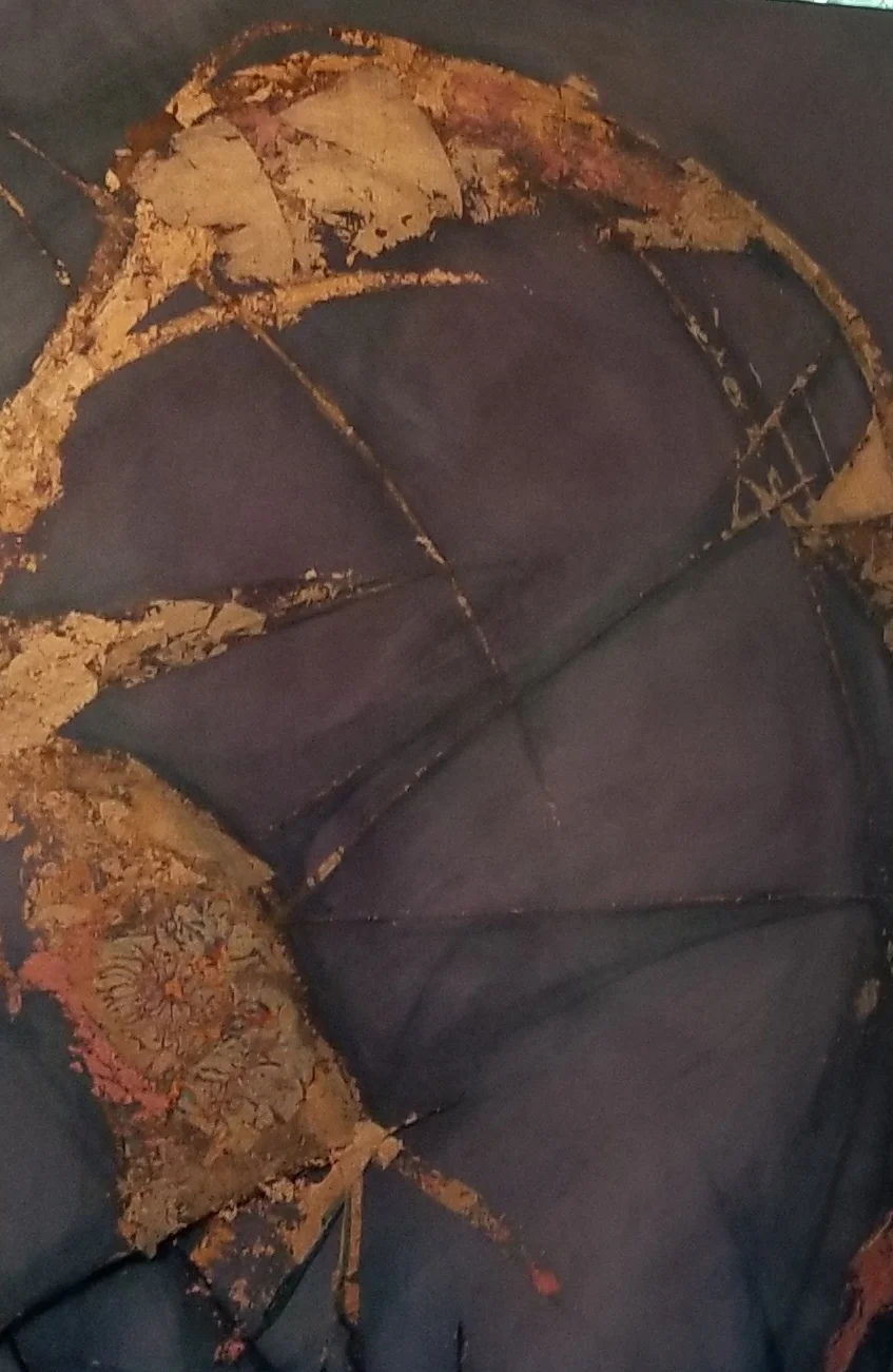 Detail- photo in the dark -Spiral River , 36"x 60" painting for the upcoming show