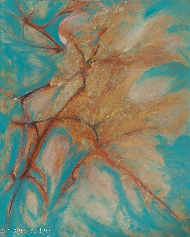 Skyrider 30" x 24" oil and gold leaf