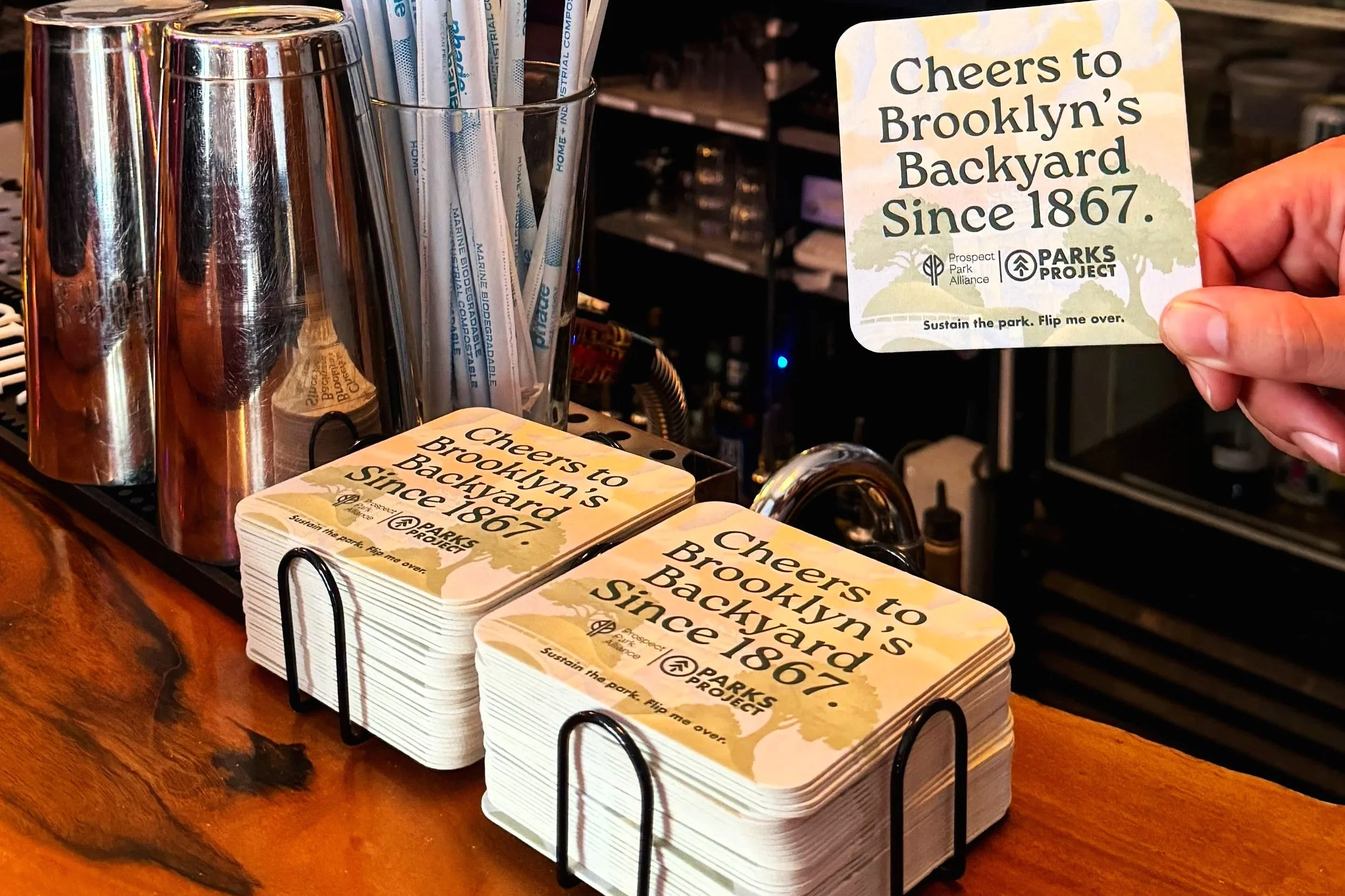 Parks Project x Prospect Park Alliance Bar Coaster Advertising