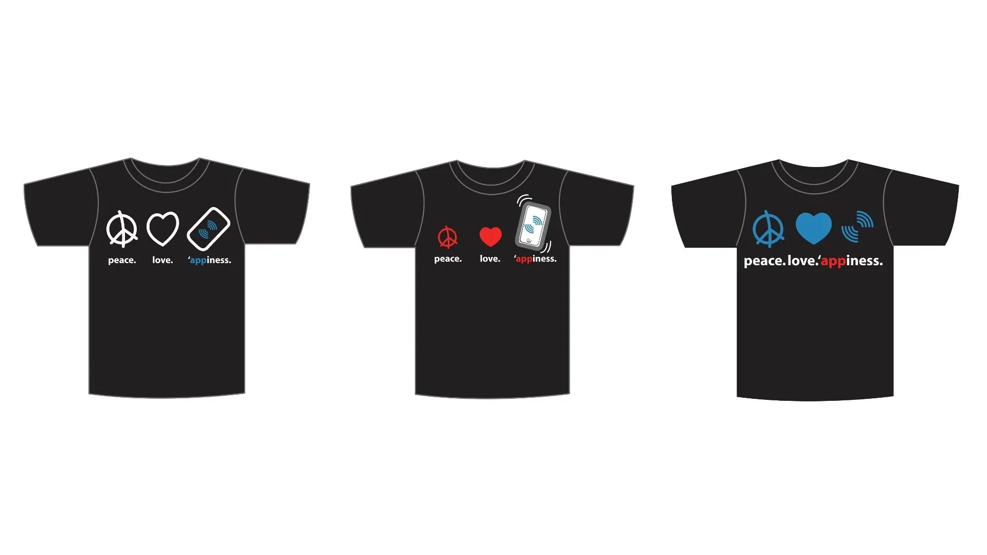 Antenna Software's 'Peace, Love, Appiness' Tee Shirt Design