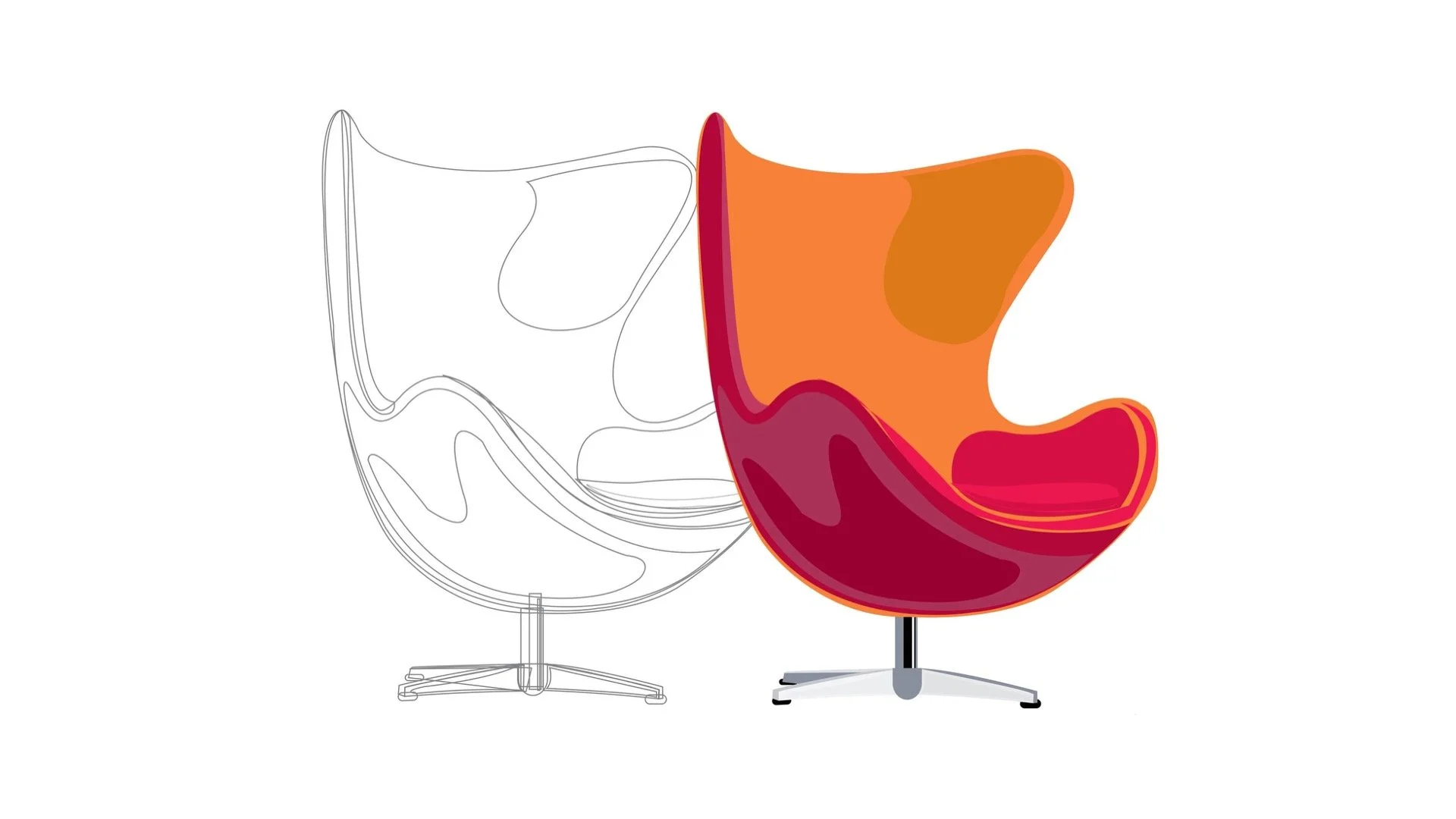 Arne Jacobsen’s Egg Chair Rendering > Illustration