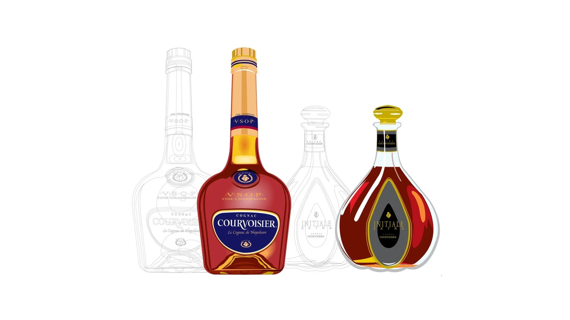 Courvoisier Cognac Bottle Renderings > Illustration