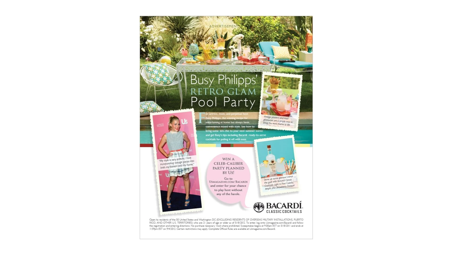 Bacardi / Busy Phillips Ad, US Magazine