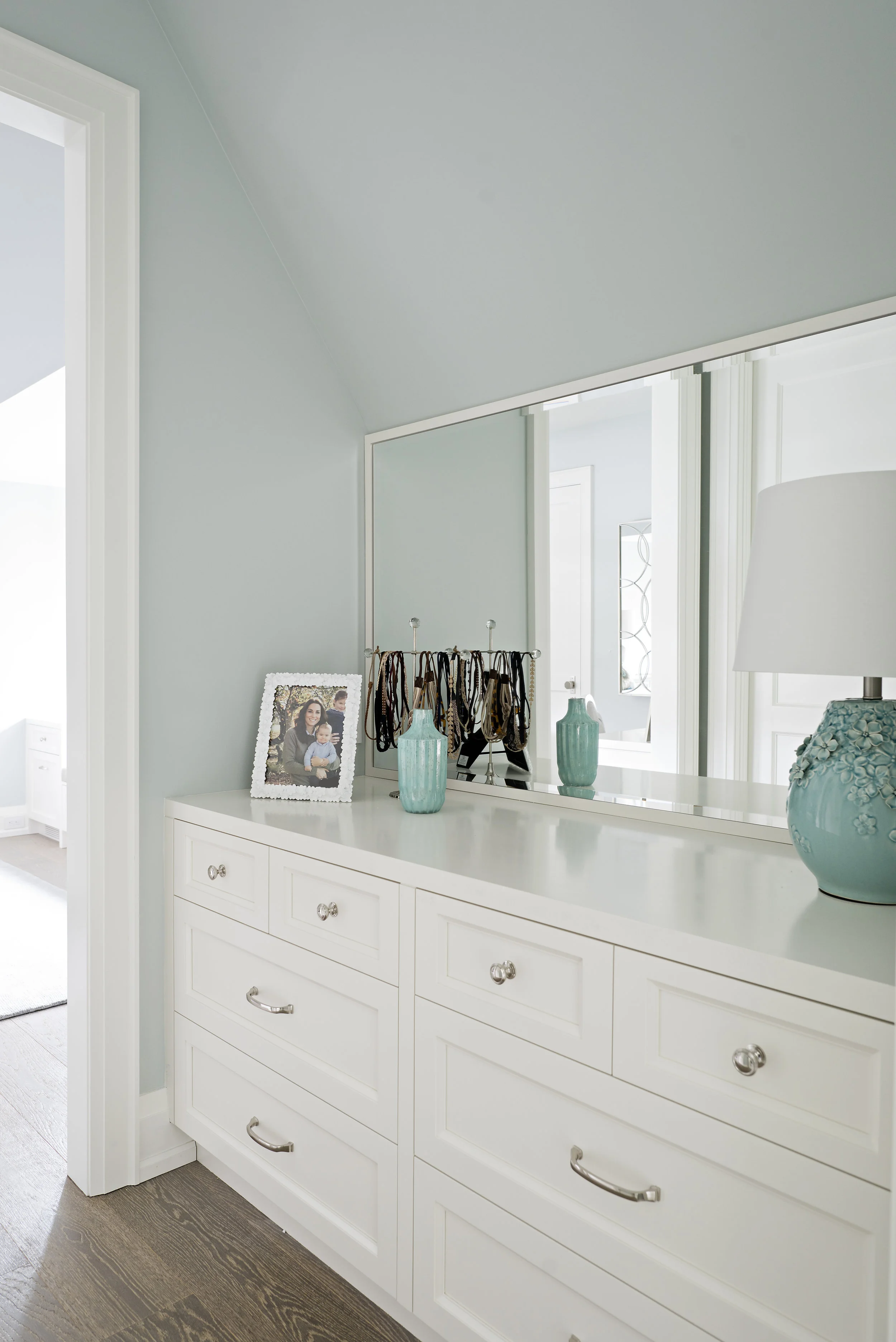Interior Designer Pizzale Design Built-in Custom White dresser Brushed Nickel Hardware.jpg