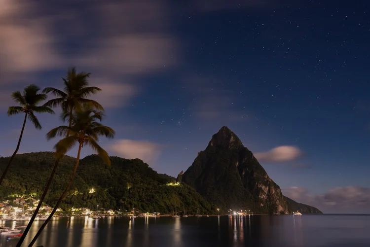 The Pitons in St. Lucia at night