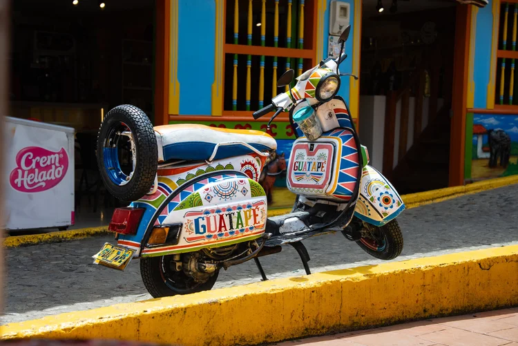 Painted scooter in Guatapé, Colombia