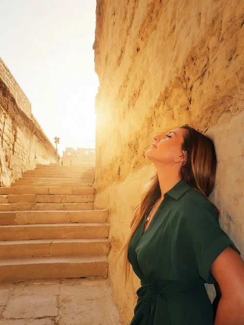 Sarah relaxing during a meditation