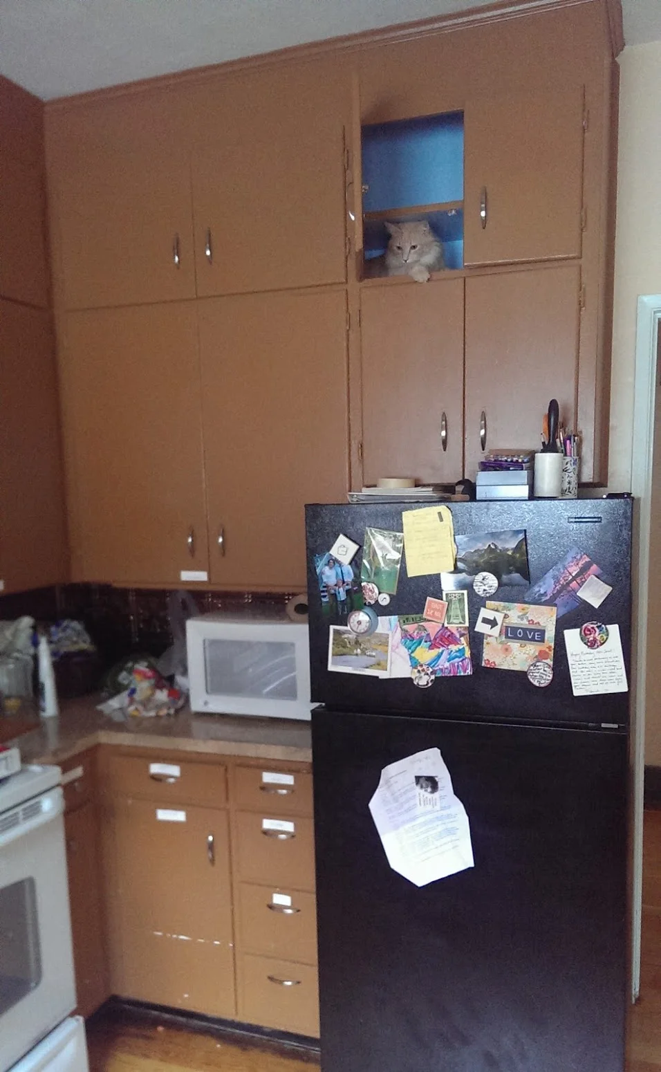 Photo from the week we moved in! I labeled the drawers to help us get used to where everything was.
