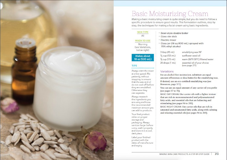 The Aromatherapy Beauty Guide by Danielle Sade is a fantastic, comprehensive resource that will teach you everything you need to know to create your own natural personal care products using essential oils. You'll learn about the basic ingredients you can use, essential oils that are great for skin care, and the formulations and recipes to create your own personalized skin care products.