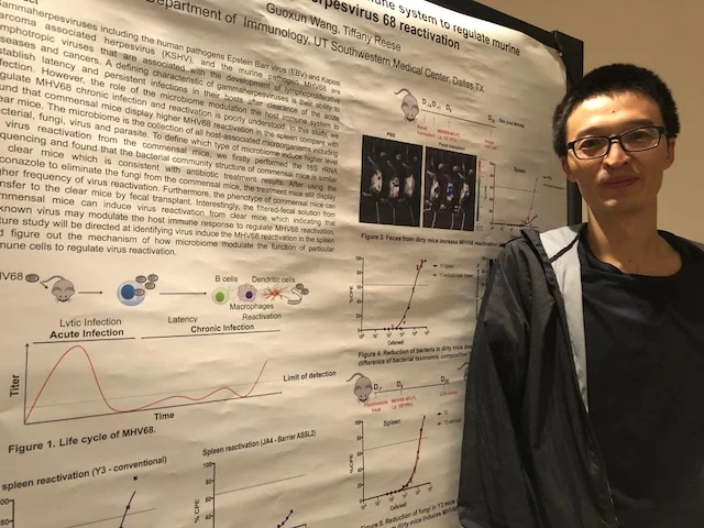 Christina and Guoxun present their posters at the 2018 Immunology Retreat.