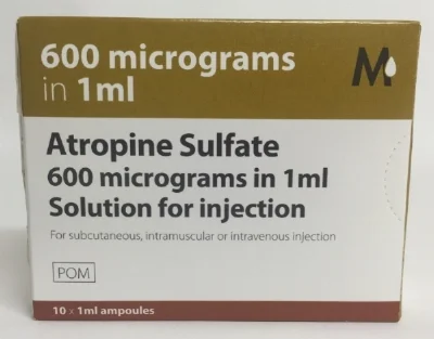   Name: Atropine Sulfate Injection   Strength: 600mcg/1ml Onelink Code: PHAI22 Pharmacode: 2528754   Price: POA  