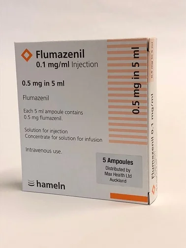   Name: Flumazenil injection   0.1mg/ml in 5ml Strength: 0.1mg/ml in 5ml   Onelink Code: PHAJ93 Pharmacode: 2545535   Price: POA  