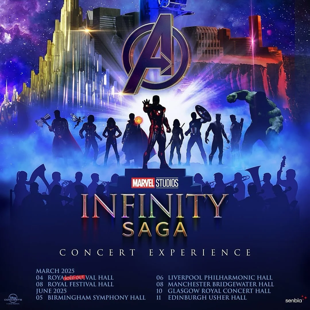 4 more performances with @thenovelloorchestra @themusicagencyuk @senblaconcerts @disneyconcerts performing the music from @marvelstudios Infinity Saga 🎻