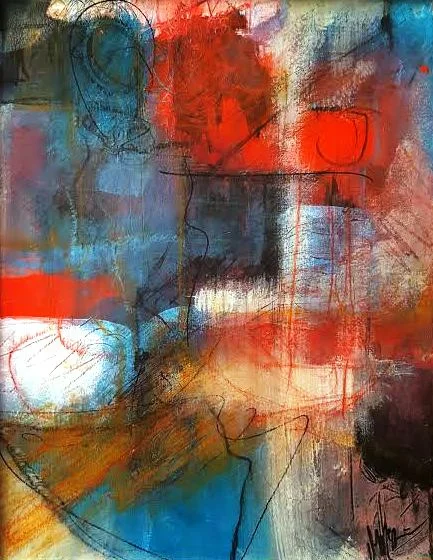 Red White & Blue All Over 11"X 14" Mixed Media