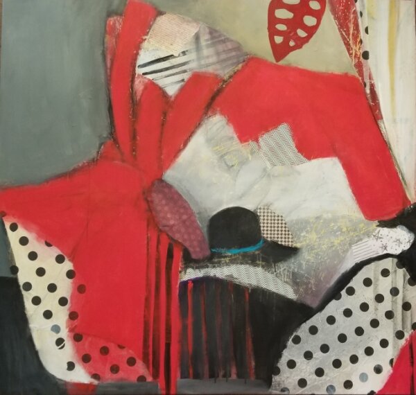 DML-Still Life with Red Sofa and Black Hat-Mixed Media-42x44-$2200.jpg