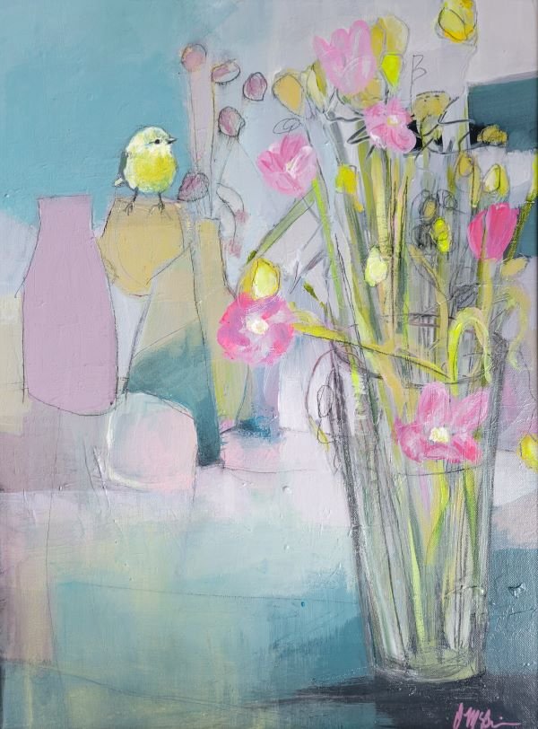Pink Tulips and Yellow Tweets