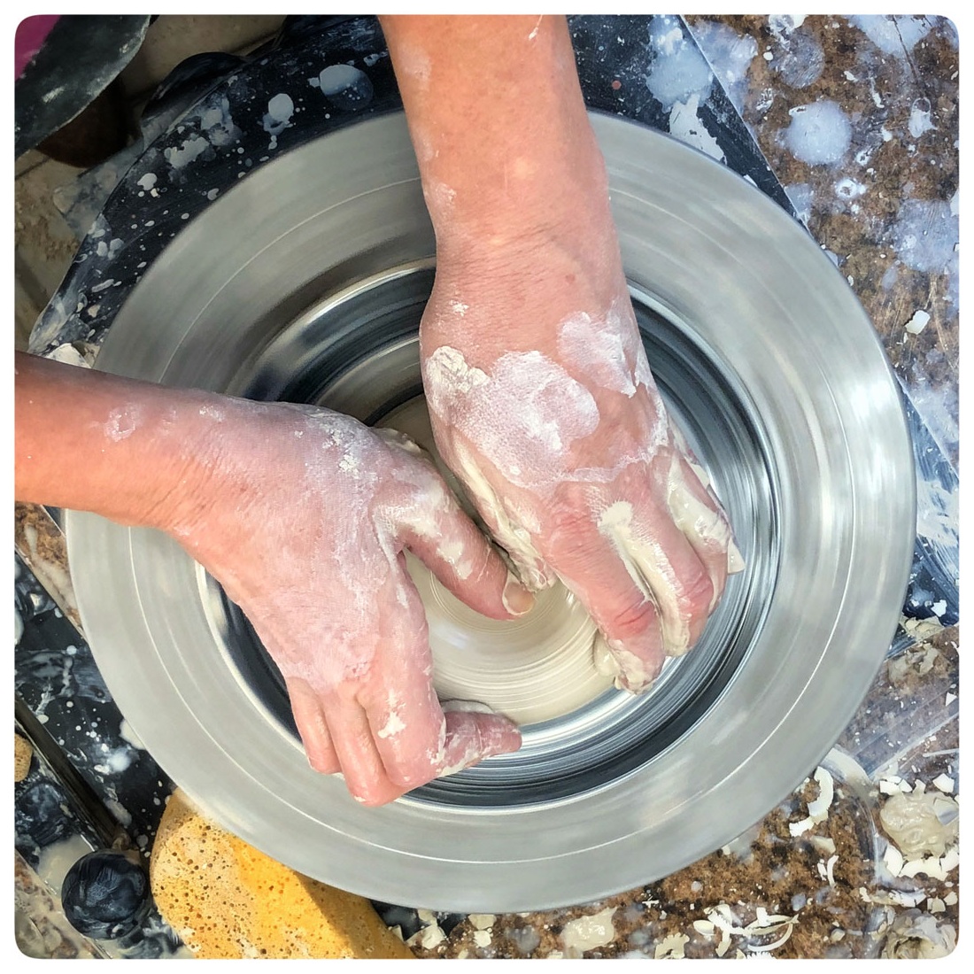 Copy of Samantha Henneke centering the clay on her potters wheel | Bulldog Pottery | Seagrove | North Carolina