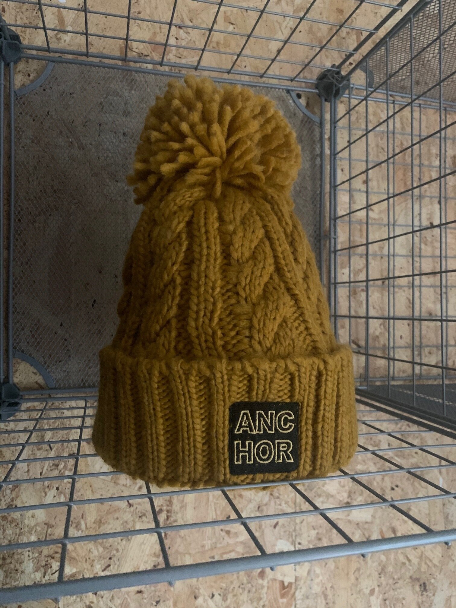 Mustard Knitted Pom Pom