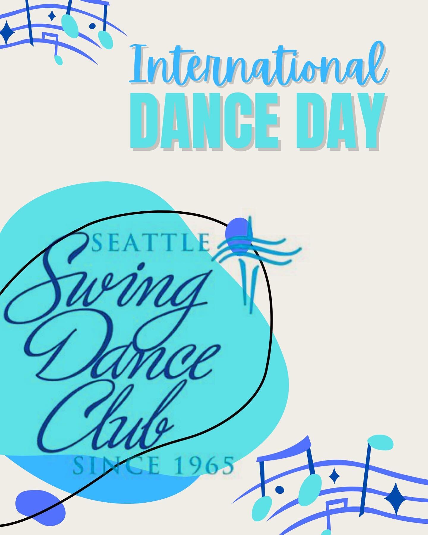 Happy #InternationalDanceDay from your favorite local dance club, @seattleswingdanceclub! See you this Sunday 5/1/22 for our first dance back since 2020. Event details on our website or Facebook! 

www.seattleswingdanceclub.com

#SeattleSwingDanceClu