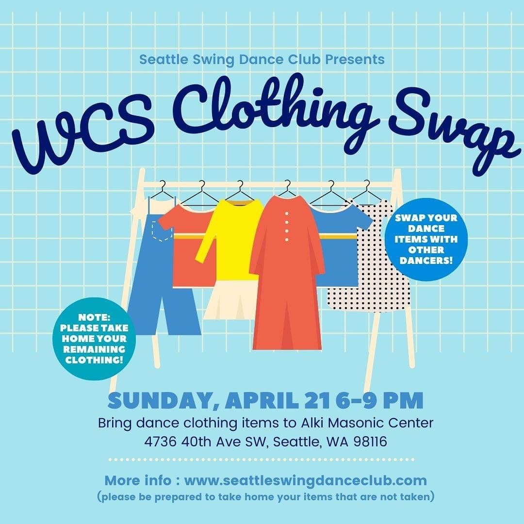 🌺 Get your spring cleaning on! 🧹Celebrate #EarthDay early by swapping, not shopping. 

Bring your dance-related items to swap with others at our SSDC Sunday social dance. Please take home what is left over of yours! #westcoastswing #modernswing