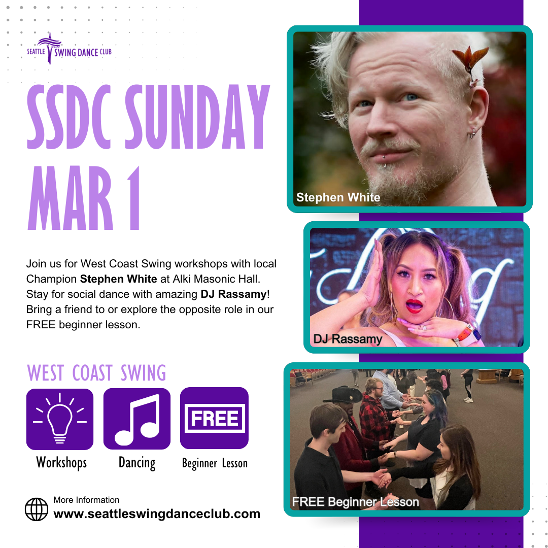 Seattle West Coast Swing Workshops with Champion Stephen White and Social Dance with DJ Rassamy