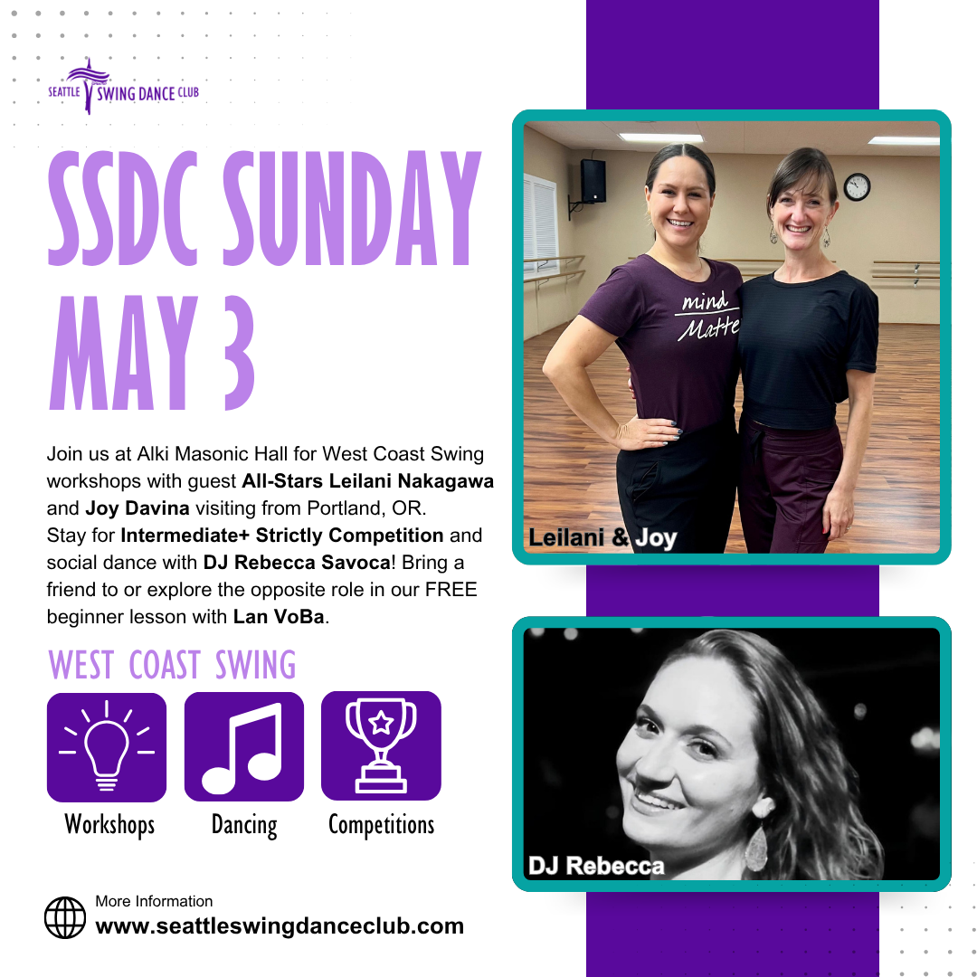 Seattle West Coast Swing Workshops with all-Stars Leilani Nakagawa and Joy Davina, Competitions And Dance with DJ Rebecca
