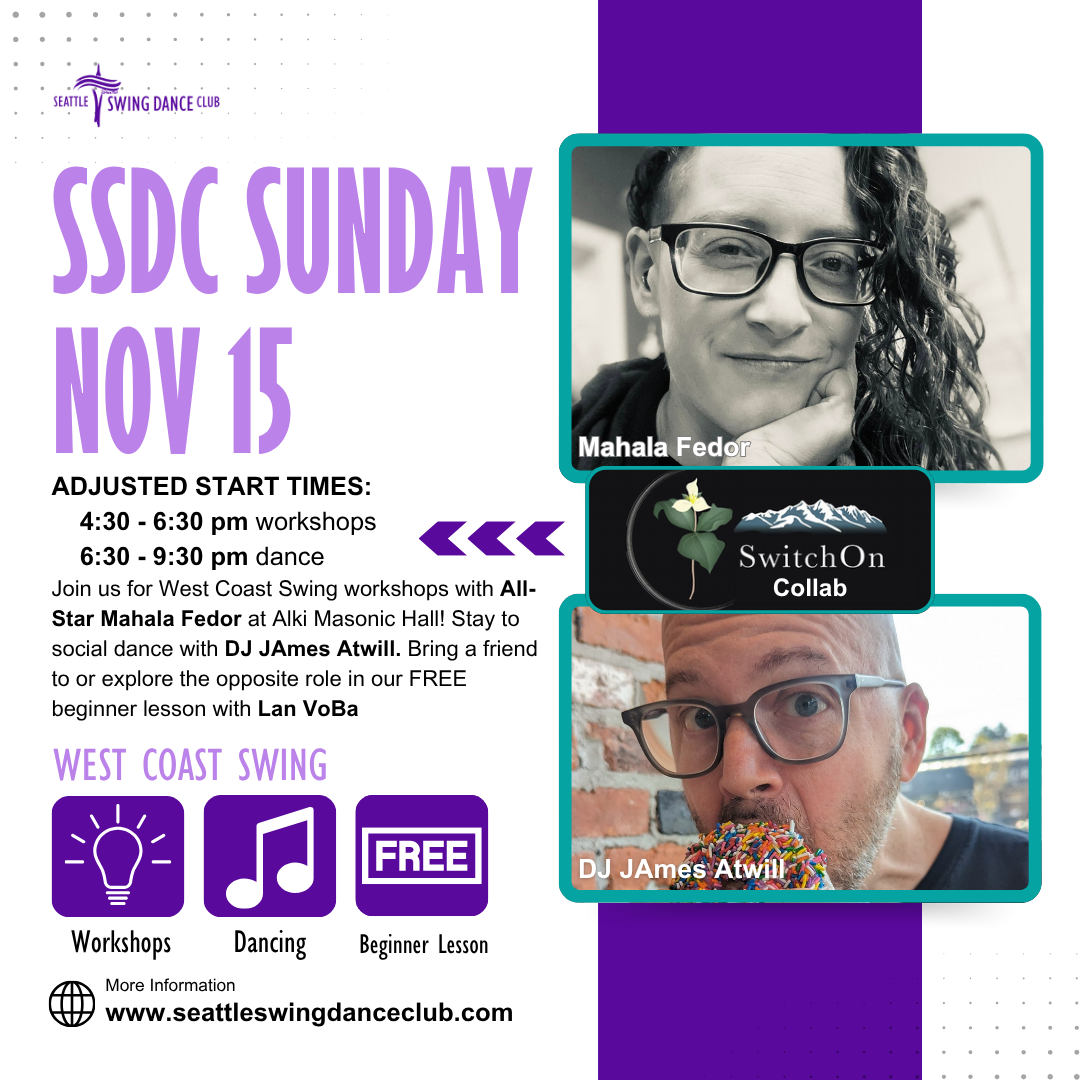 Seattle West Coast Swing Workshops with All-Star Mahala Fedor and Social with DJ JAmes Atwill