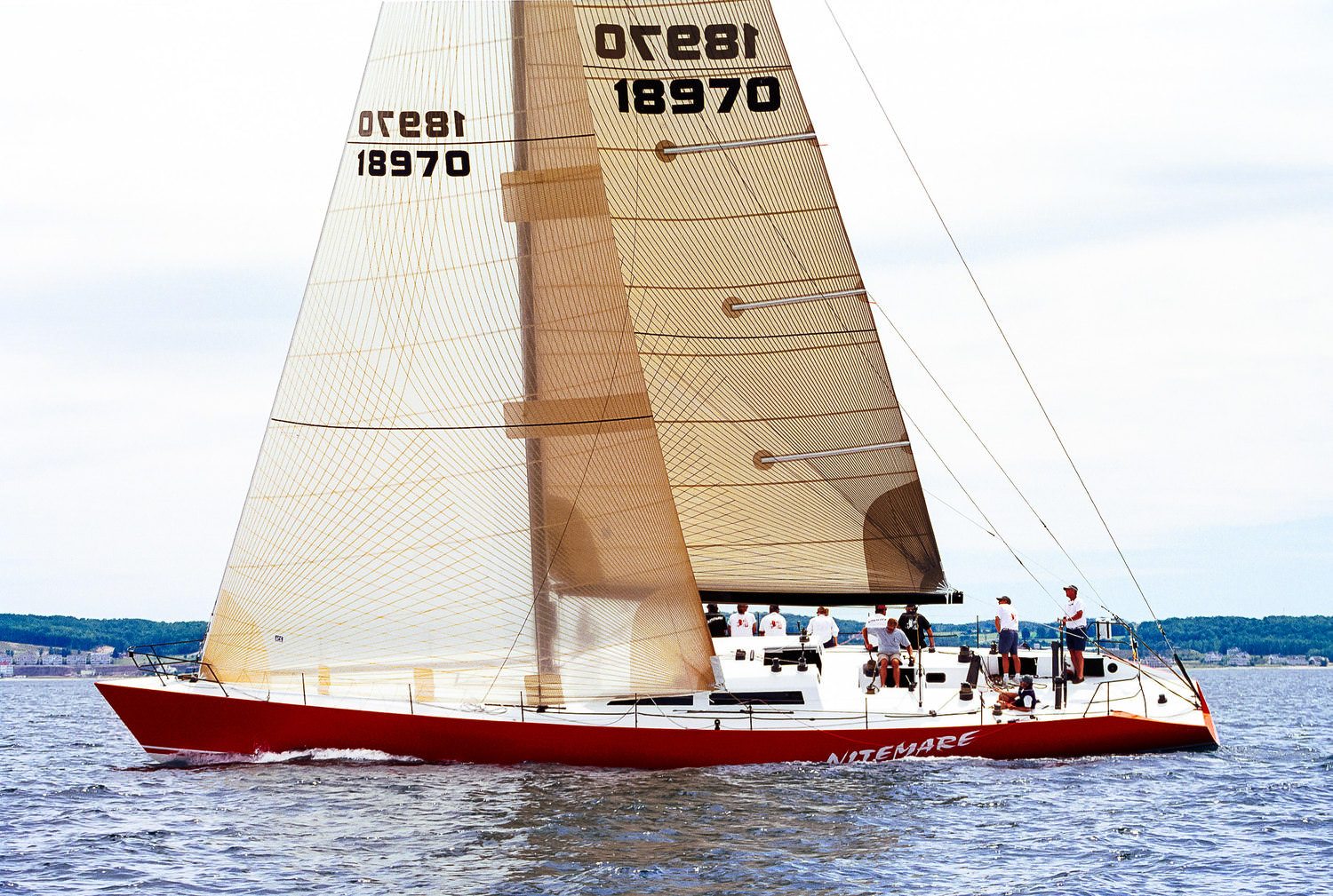 A Santa Cruz 70 with an overlapping light No. 1 genoa.