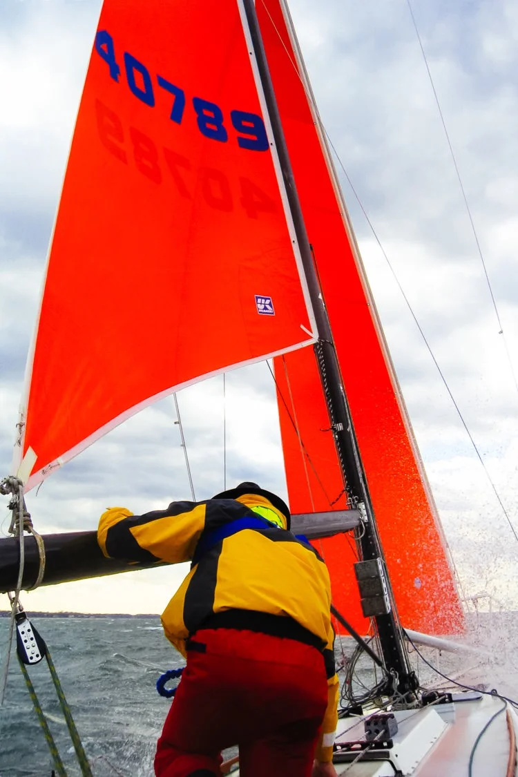 When the trysail's clew is attached to the boom, the main sheet can be used to trim the sail.