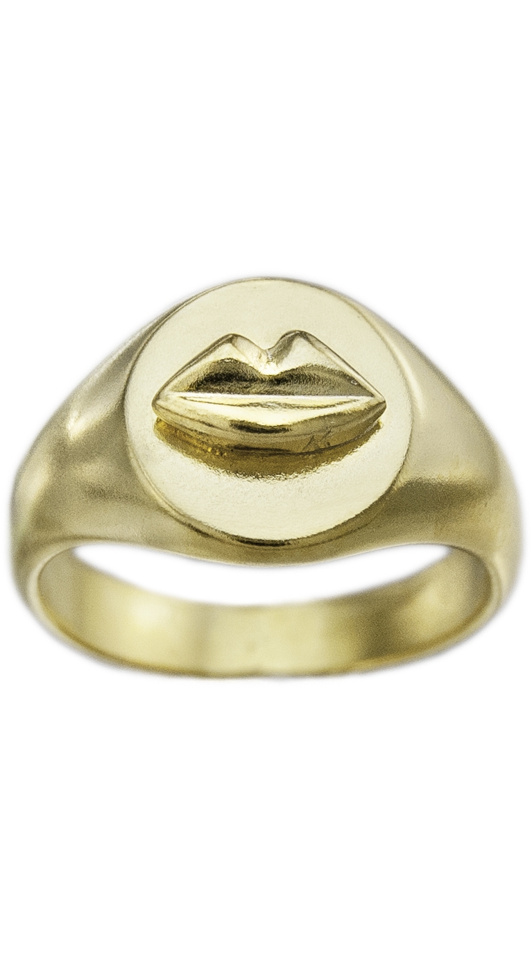 Ring Signet Gold Kiss
