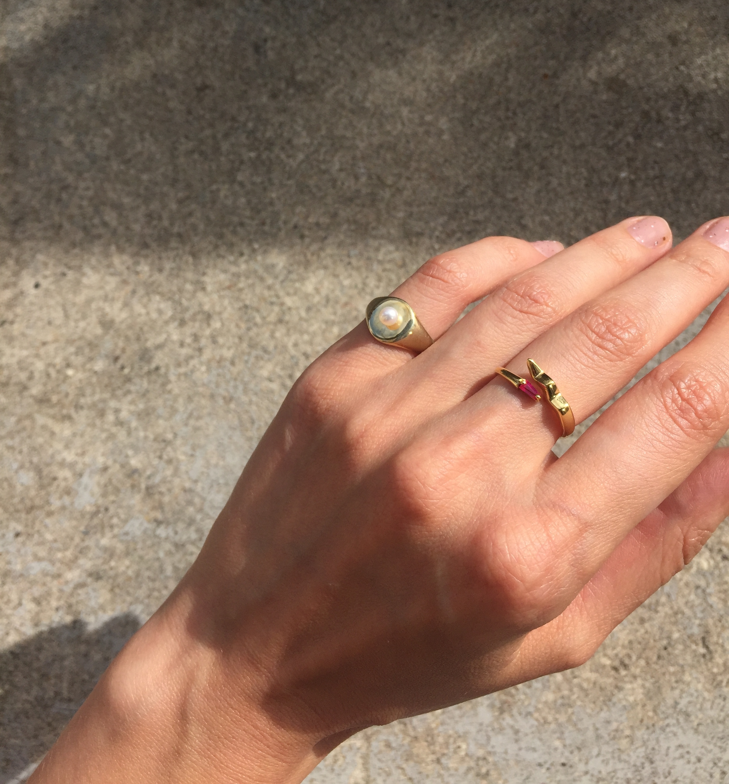 Gold Signet Ring Spice With Pearl