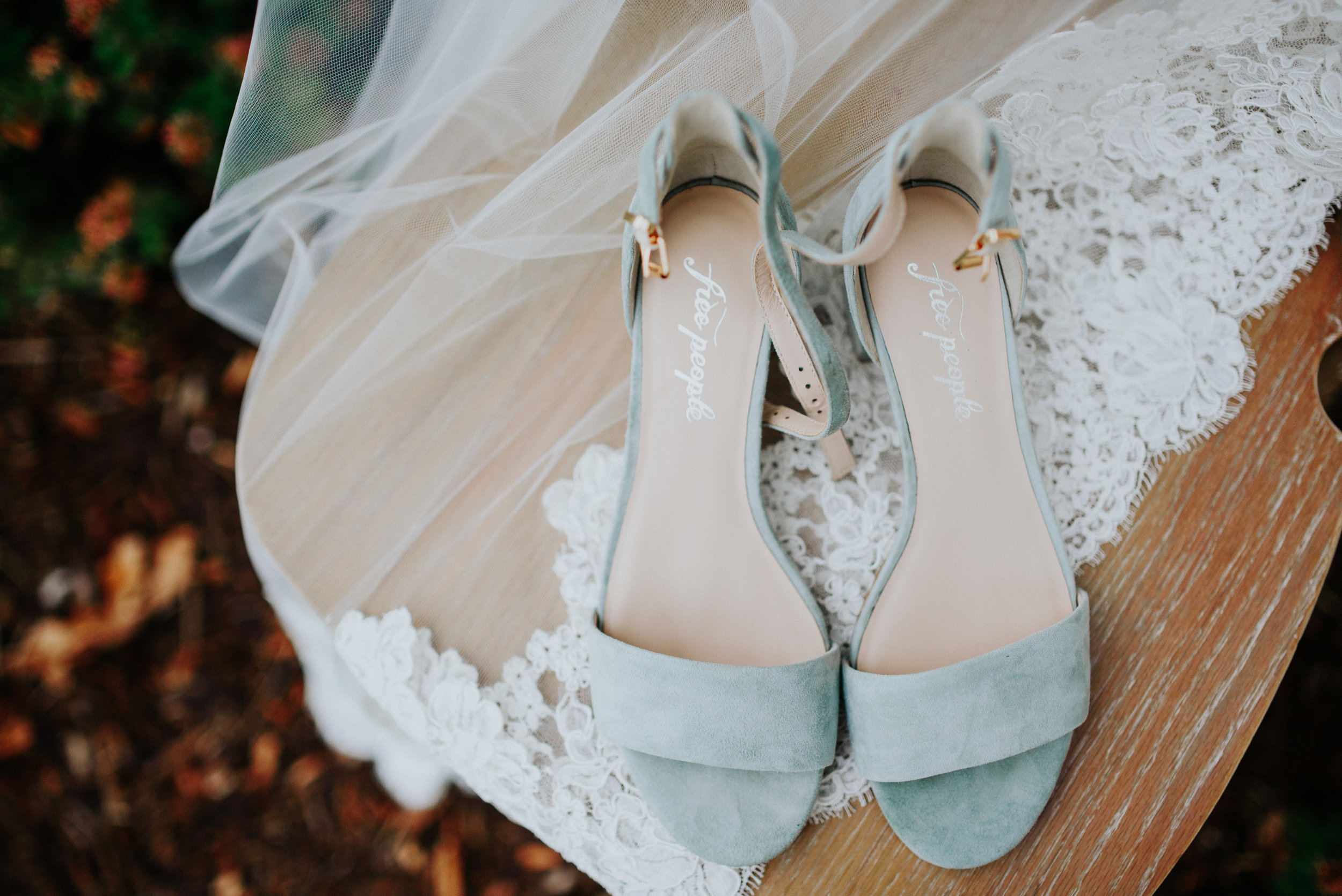 blue free people wedding shoes with veil