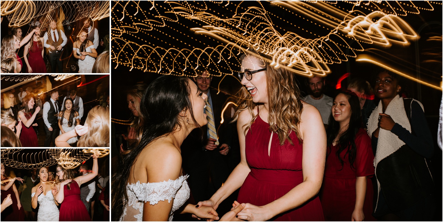 flash dragging light at reception dancing