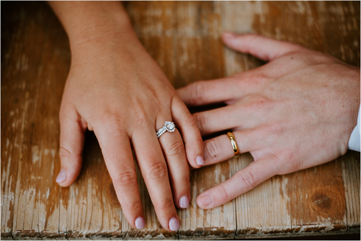 bride and groom hands with wedding rings